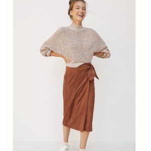 NWT Anthropologie Lauren Faux Suede Warp Skirt